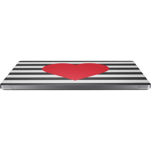 Black And White Striped Heart Universal Laptop 15in (12.2 x 8.8in) Skin